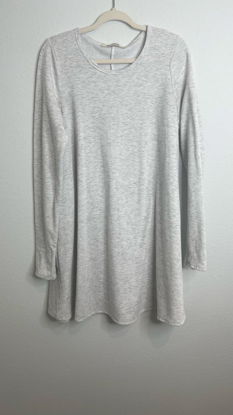 Women’s Three Bird Nest Gray Long Sleeve Tunic Dress Top L